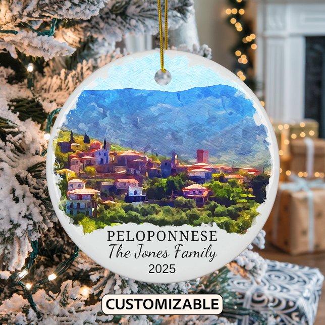 Personalised Peloponnese Ornament, Greece Ceramic Ornament (Creator Uploaded)