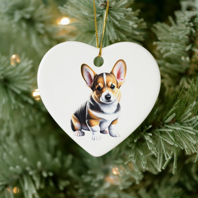 Personalised Pembroke Welsh Corgi Puppy Ceramic Ornament (Tree)