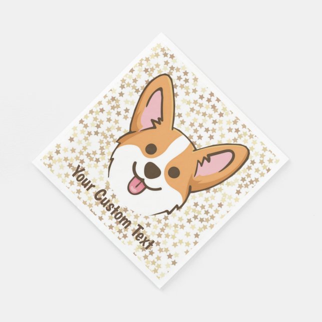 Personalised Pembroke Welsh Corgi Puppy Dog Stars Napkin (Corner)