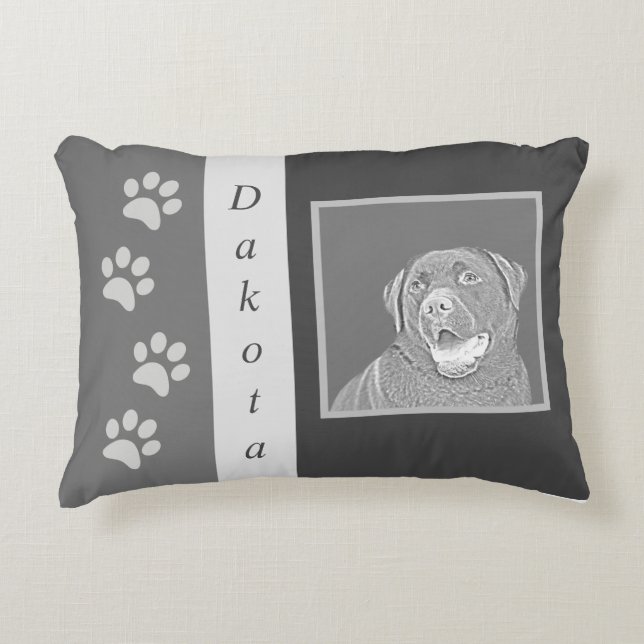 Personalised Pencil Chocolate Lab Accent Pillow (Front)