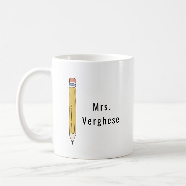 Personalised Pencil Teachers Coffee Mug (Left)