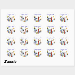 Personalised Pencils & Paintbrushes Teacher Reward Classic Round Sticker