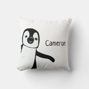 Personalised Penguin Black and white Baby Cushion