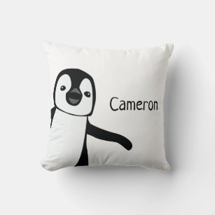 Personalised Penguin Black and white   Baby Cushion