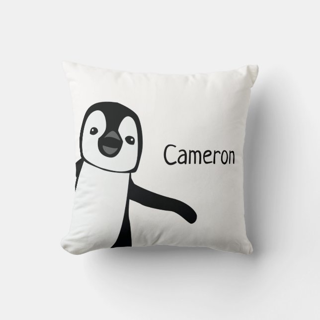 Personalised Penguin Black and white | Baby Cushion (Front)