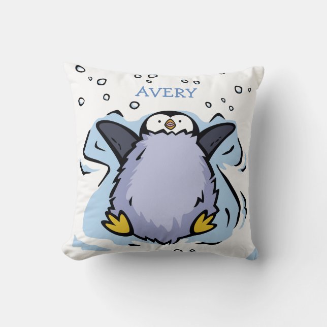 Personalised Penguin Chick Angel Cushion (Front)