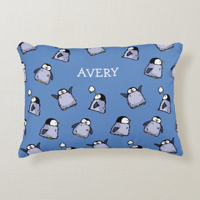 Personalised Penguin Chick Pattern Nursery Pillow (Front)