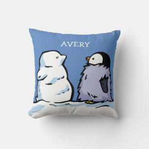 Personalised Penguin Chick Snow Cushion