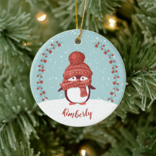 Personalised Penguin Christmas Ceramic Ornament