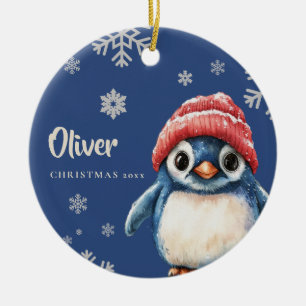 Personalised Penguin Christmas Ornament Snowflakes