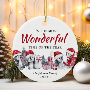 Personalised Penguin Family Christmas Ceramic Ornament