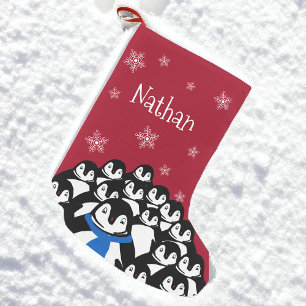 Personalised Penguin Family Small Christmas Stocking