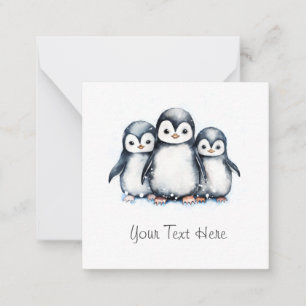 Personalised Penguin Flat Note Card