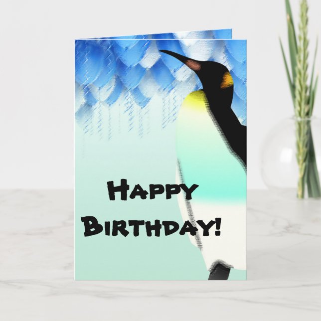 Personalised Penguin Happy Birthday Greeting Card (Front)
