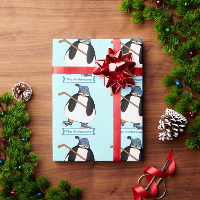 Personalised Penguin Holiday  Wrapping Paper (Holiday Gift)