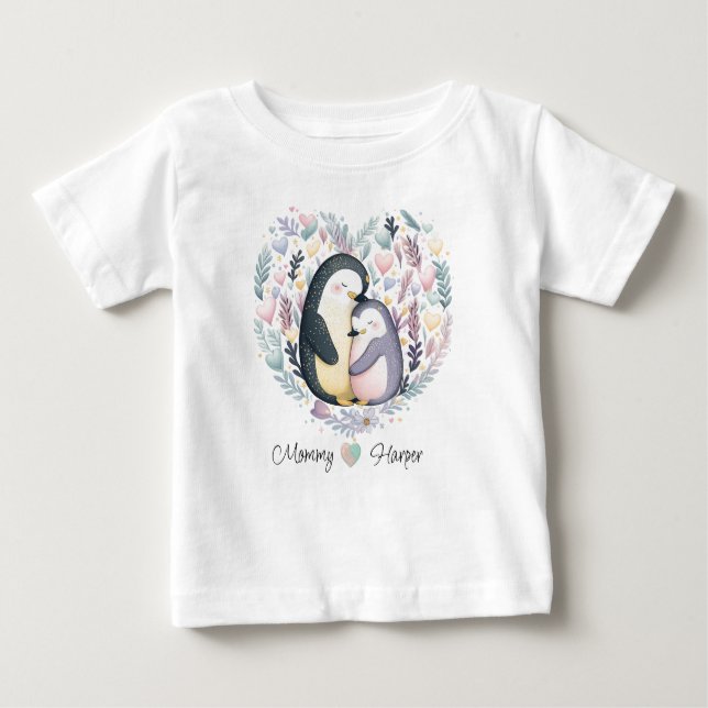 Personalised Penguin Love Baby T-shirt (Front)