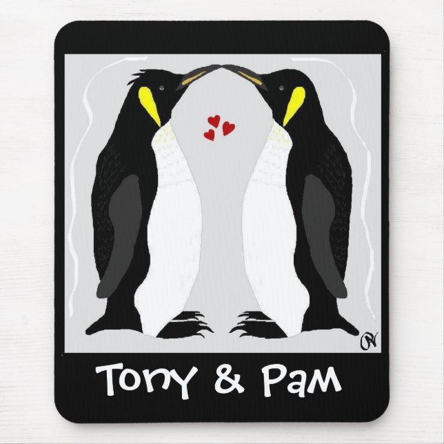 Personalised Penguin Love Mousepad (Front)