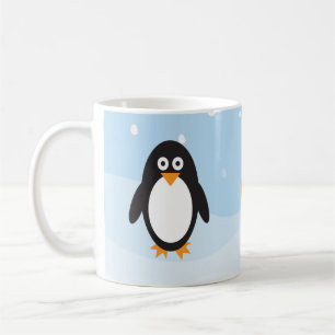 Personalised penguin mug with snowy background