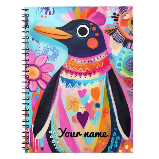 Personalised Penguin Noteboo: Colourful Arctic Notebook (Front)
