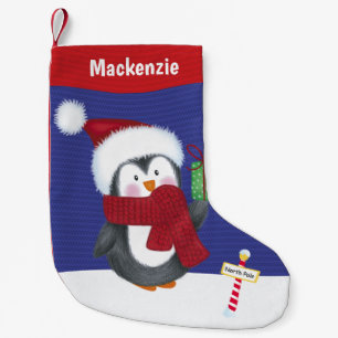 Personalised Penguin Small Christmas Stocking