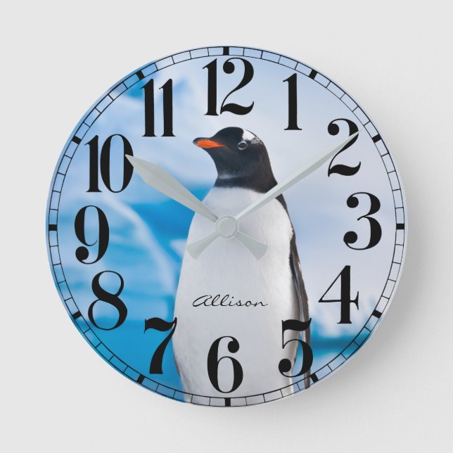 Personalised Penguin  Wall Clock (Front)