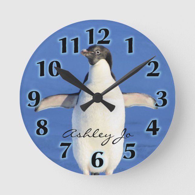 Personalised Penguin  Wall Clock (Front)
