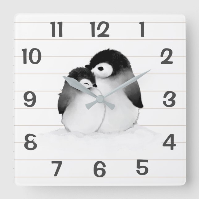 Personalised Penguins Home Decor Wall Clock (Front)