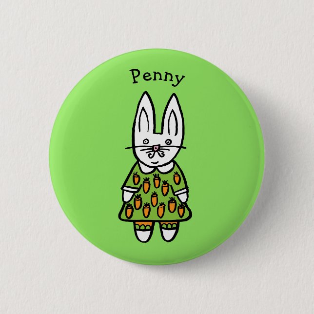 Personalised Penny the Rabbit 6 Cm Round Badge (Front)