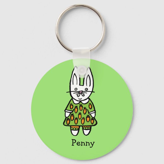 Personalised Penny the Rabbit Key Ring (Front)