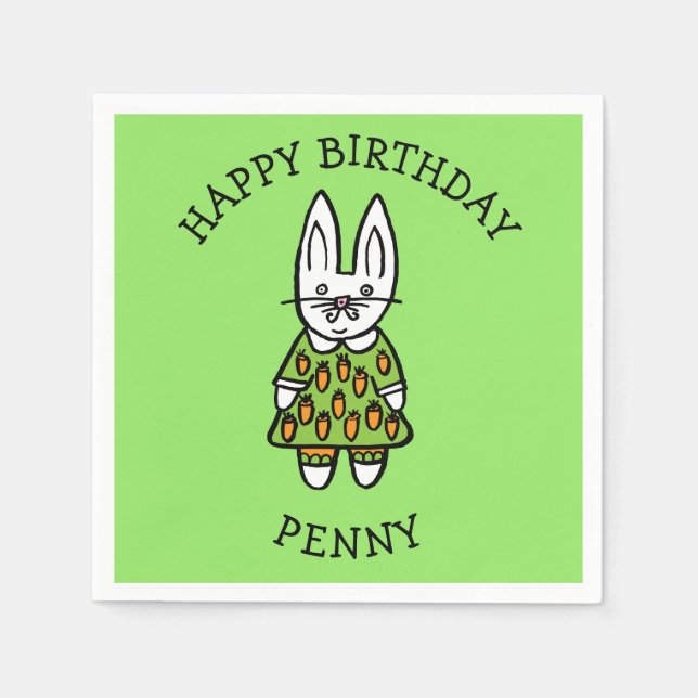 Personalised Penny the Rabbit Napkin (Front)