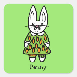 Personalised Penny the Rabbit Square Sticker