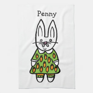 Personalised Penny the Rabbit Tea Towel
