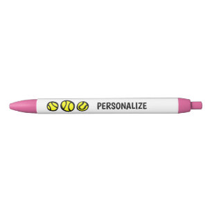 Personalised pens with yellow tennis balls logo