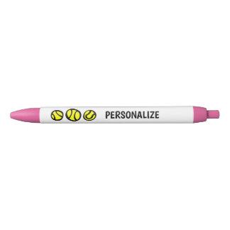 Personalised pens with yellow tennis balls logo