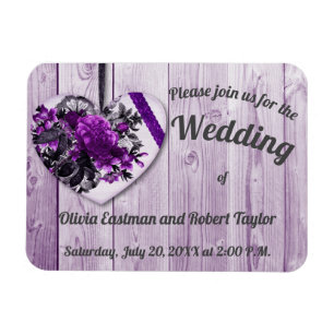 Personalised peony purple heart magnet