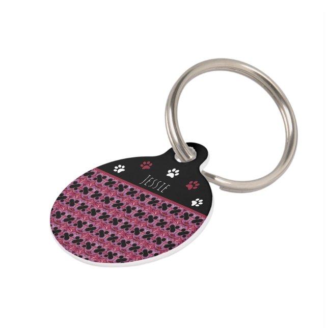 Personalised Percent Sign Fractal Pattern Pet Tag (Side)