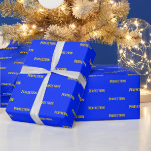 Personalised Perfection Elegant Blue Yellow Gold Wrapping Paper