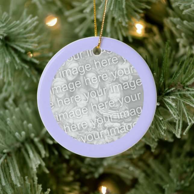 Personalised Periwinkle Round Border Photo Ceramic Tree Decoration (Tree)