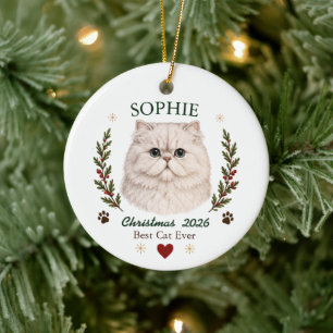 Personalised Persian Cat Christmas Ceramic Ornament