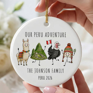 Personalised Peru Family Trip Ornament