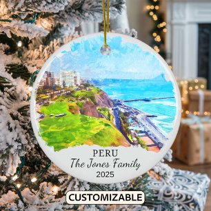 Personalised Peru Ornament, South America Ceramic Ornament