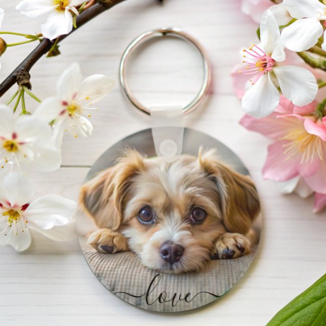 Personalised pet 2 photo dog lover keepsake name  key ring (Creator Uploaded)