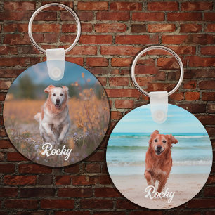 Personalised Pet 2 Photo Template Double Sided dog Key Ring