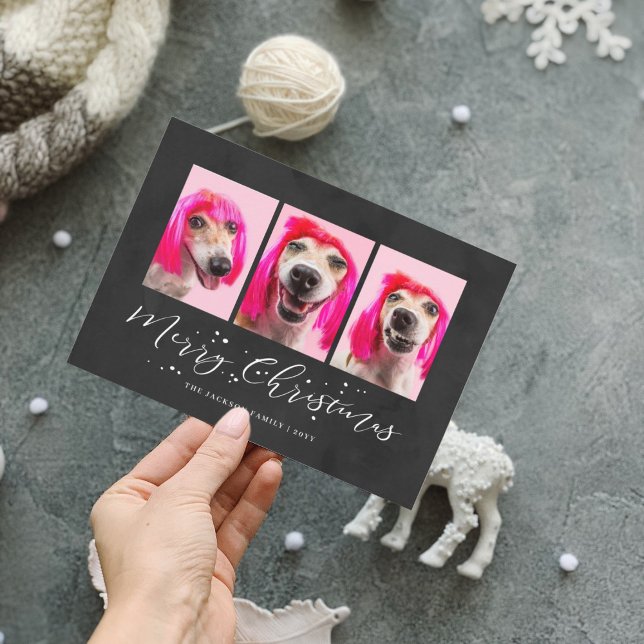 Personalised Pet 3 Photo Christmas Holiday Card (Creator Uploaded)
