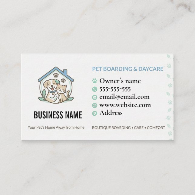 Personalised Pet Boarding Business Card QR Code (Front)