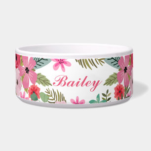 Personalised pet bowl Floral girly Add text