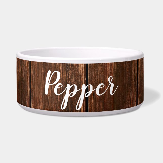 Personalised Pet Bowls Barn Wood Country Rustic (Front)