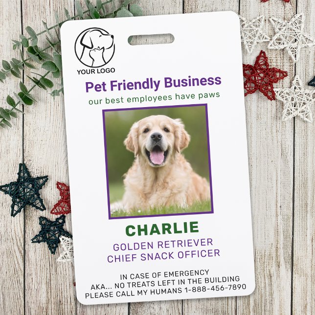 Personalised Pet Business Employee Dog Photo ID Ba ID Badge (Creator Uploaded)