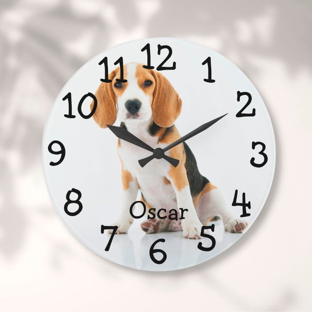 Personalised Pet Cat Dog Photo Name  Large Clock (Creator Uploaded)