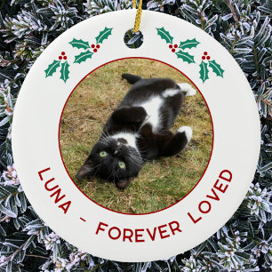 Personalised Pet Cat Memorial Christmas Photo Ceramic Ornament